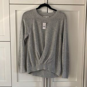 Lou & Grey for Loft Nylon/Rayon Lightweight Crewneck Sweater with Front Drape S